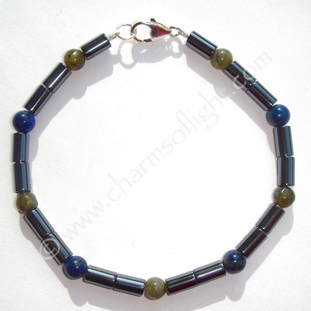 Men's Hematite, Labradorite & Lapis Lazuli Bracelet